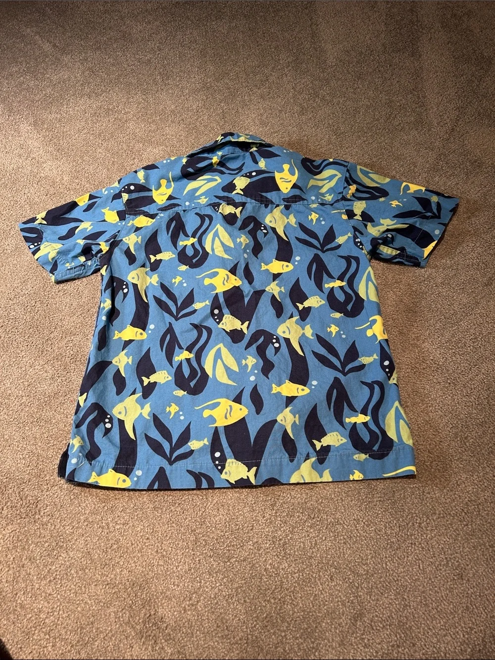 Vintage OshKosh B'gosh Blue & Yellow Fish Print Button-Down Shirt